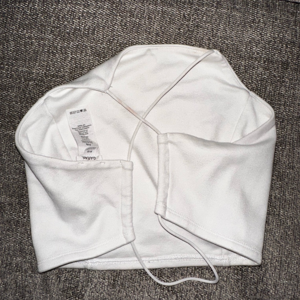 Garage white strappy cropped cami cross back